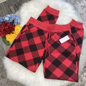 NEW! Red & Black Plaid Jogger Pajama Pants